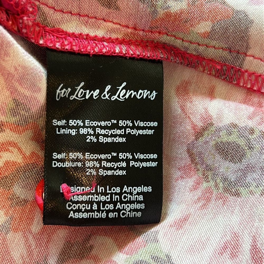 For Love & Lemons ‘Lauren’ Red Floral Long Sleeve Front Cut Out Mini Dress Small - Picture 10 of 12